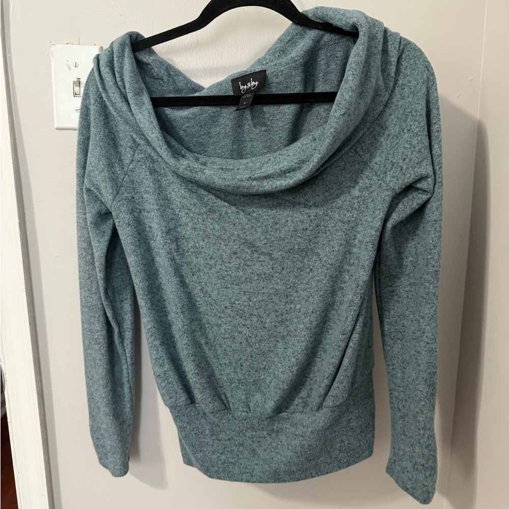 by & by Teal Cowl Neck Sweater
